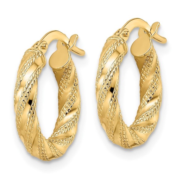 14k Yellow Gold Polished Twisted Hoop Earrings 17 L x 15.5 mm W